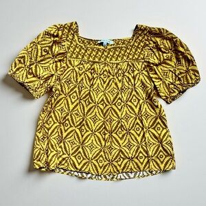 Rose & Olive Brown and Yellow Geometric Blouse
